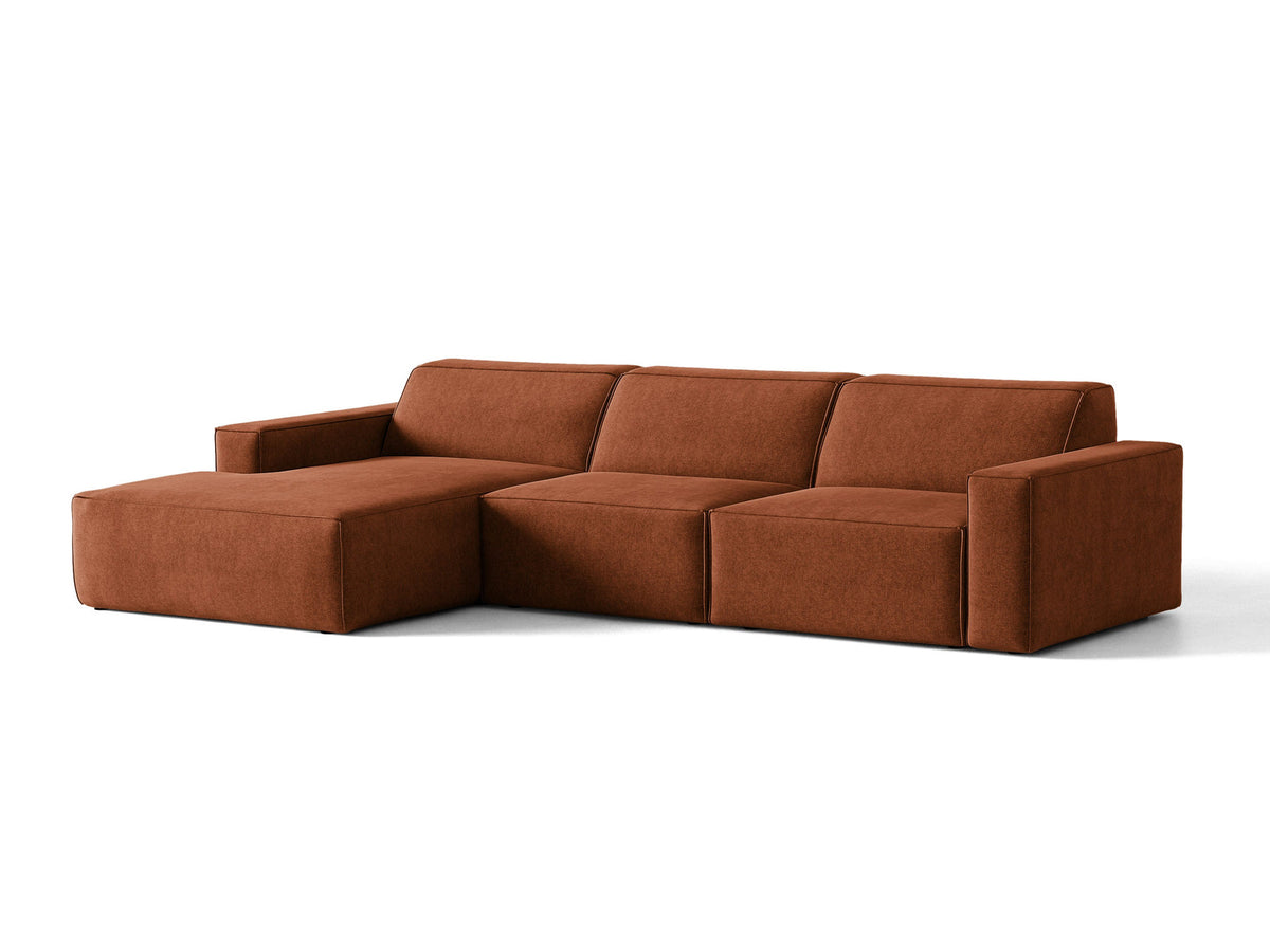 Modulares Ecksofa links Jodie von Micadoni mit Meridienne auf schwarzen Kunststoffbeinen