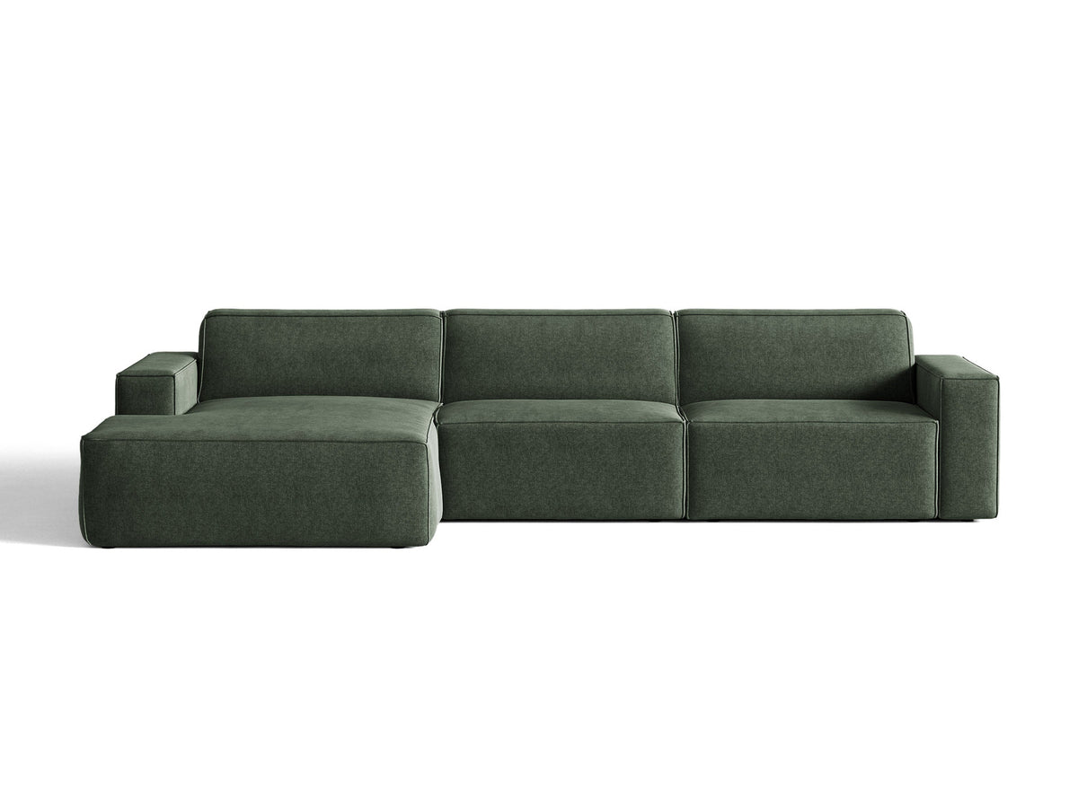 Modulares Ecksofa links Jodie von Micadoni mit Meridienne auf schwarzen Kunststoffbeinen