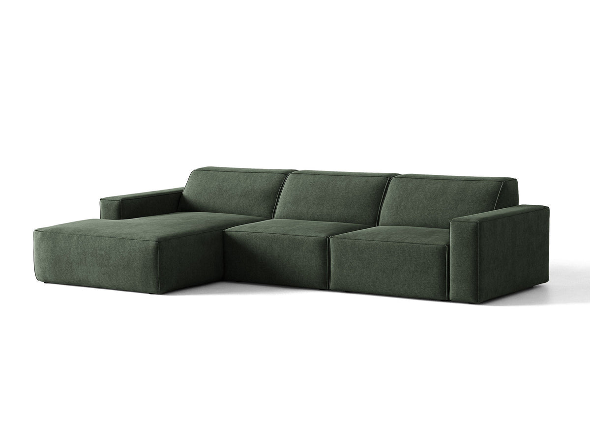 Modulares Ecksofa links Jodie von Micadoni mit Meridienne auf schwarzen Kunststoffbeinen