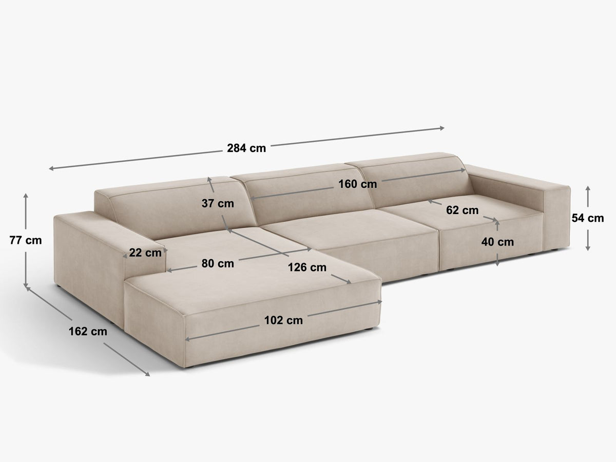 4-Sitzer Ecksofa links modular Jodie in Moss Green-Liberty präsentiert im Onlineshop von KAQTU Design AG. Ecksofa links ist von Micadoni