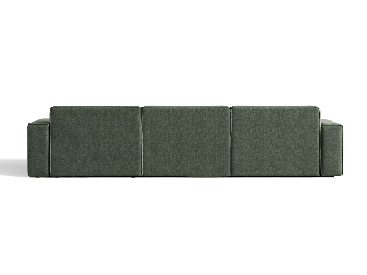 Modulares Ecksofa links Jodie von Micadoni mit Meridienne auf schwarzen Kunststoffbeinen