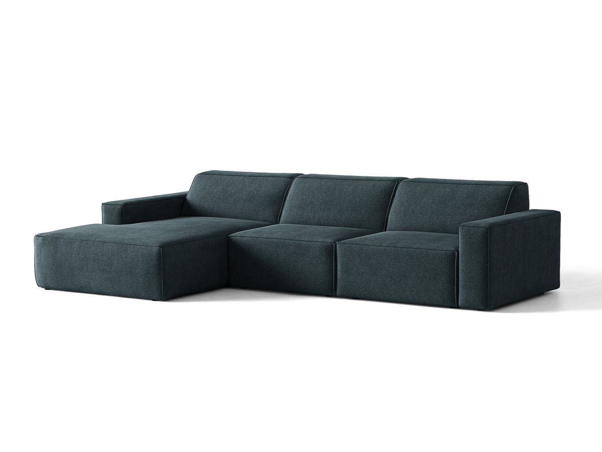 Modulares Ecksofa links Jodie von Micadoni mit Meridienne auf schwarzen Kunststoffbeinen