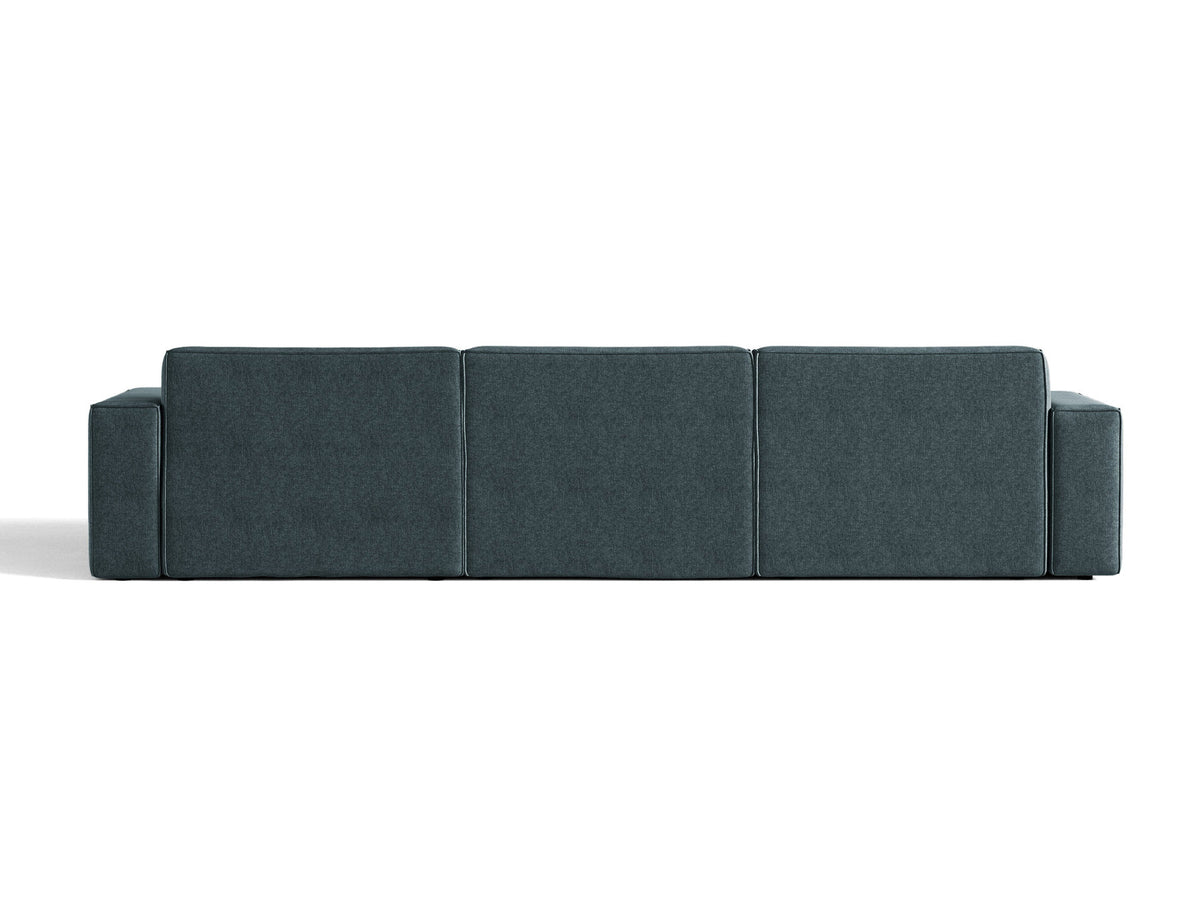 Modulares Ecksofa links Jodie von Micadoni mit Meridienne auf schwarzen Kunststoffbeinen