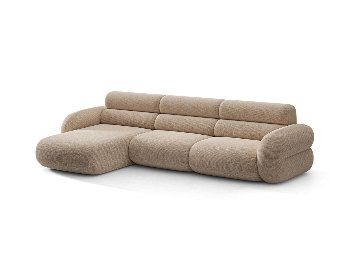 Linkes L-Ecksofa Neo von Micadoni in Dunkles Olivgrün, mit hoher Rückenlehne, schwarzen Kunststoffbeinen und tiefer gepolsterter Sitzfläche.