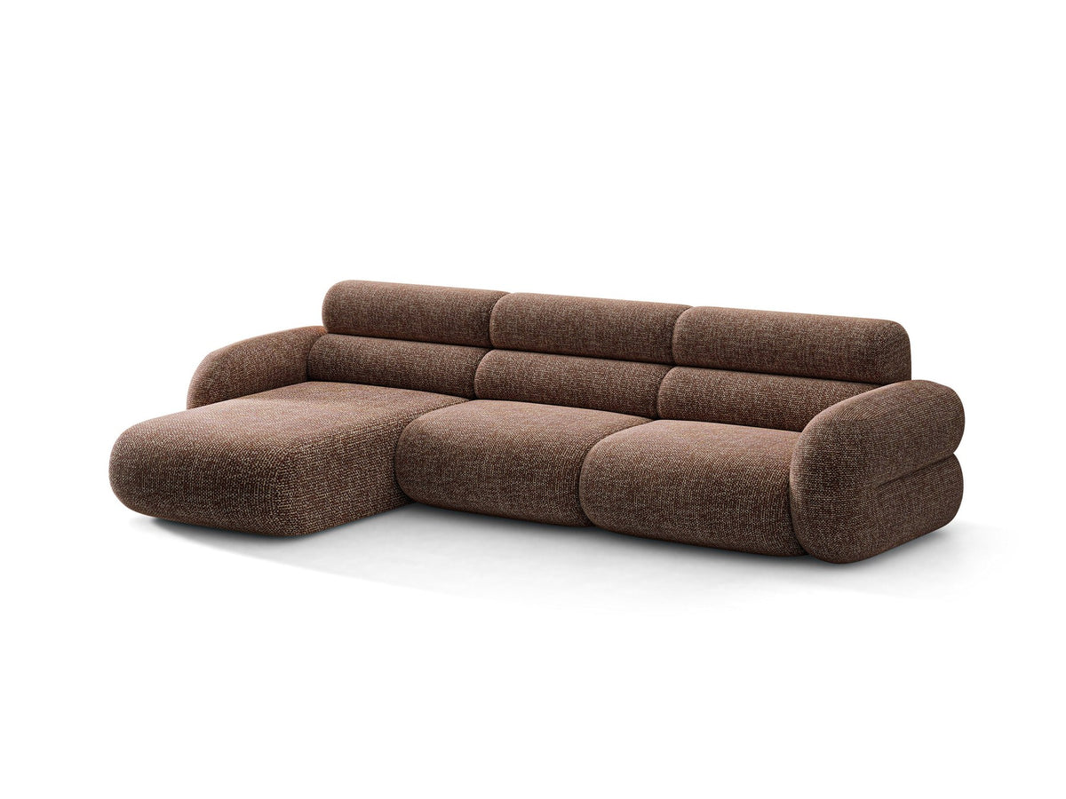 Linkes L-Ecksofa Neo von Micadoni in Dunkles Olivgrün, mit hoher Rückenlehne, schwarzen Kunststoffbeinen und tiefer gepolsterter Sitzfläche.