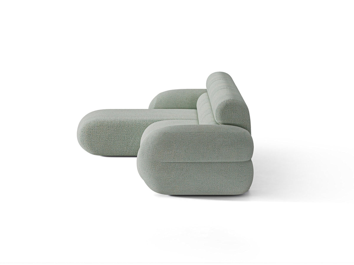 Linkes L-Ecksofa Neo von Micadoni in Dunkles Olivgrün, mit hoher Rückenlehne, schwarzen Kunststoffbeinen und tiefer gepolsterter Sitzfläche.