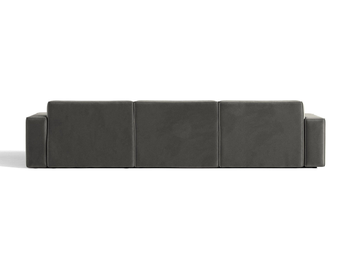 Modulares Ecksofa links Jodie von Micadoni mit Meridienne auf schwarzen Kunststoffbeinen