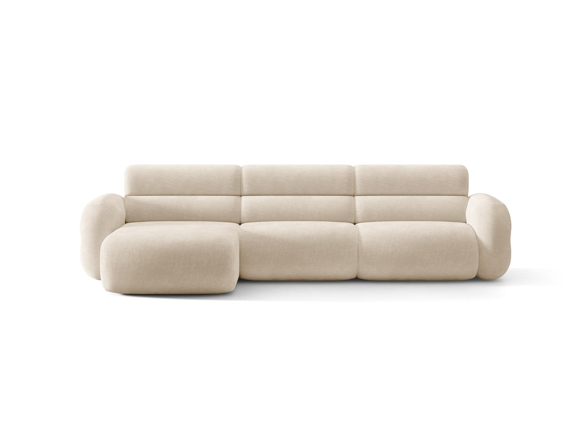 Linkes L-Ecksofa Neo von Micadoni in Dunkles Olivgrün, mit hoher Rückenlehne, schwarzen Kunststoffbeinen und tiefer gepolsterter Sitzfläche.
