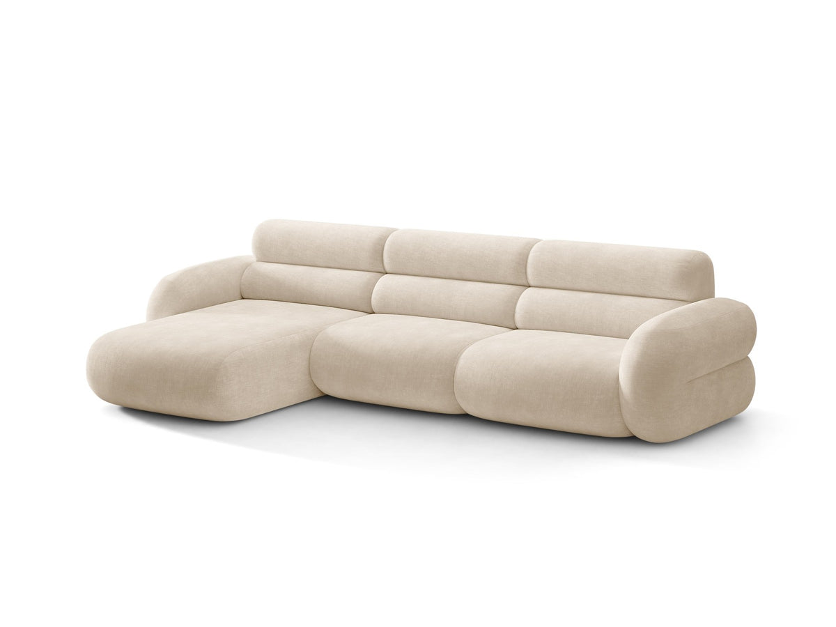 Linkes L-Ecksofa Neo von Micadoni in Dunkles Olivgrün, mit hoher Rückenlehne, schwarzen Kunststoffbeinen und tiefer gepolsterter Sitzfläche.