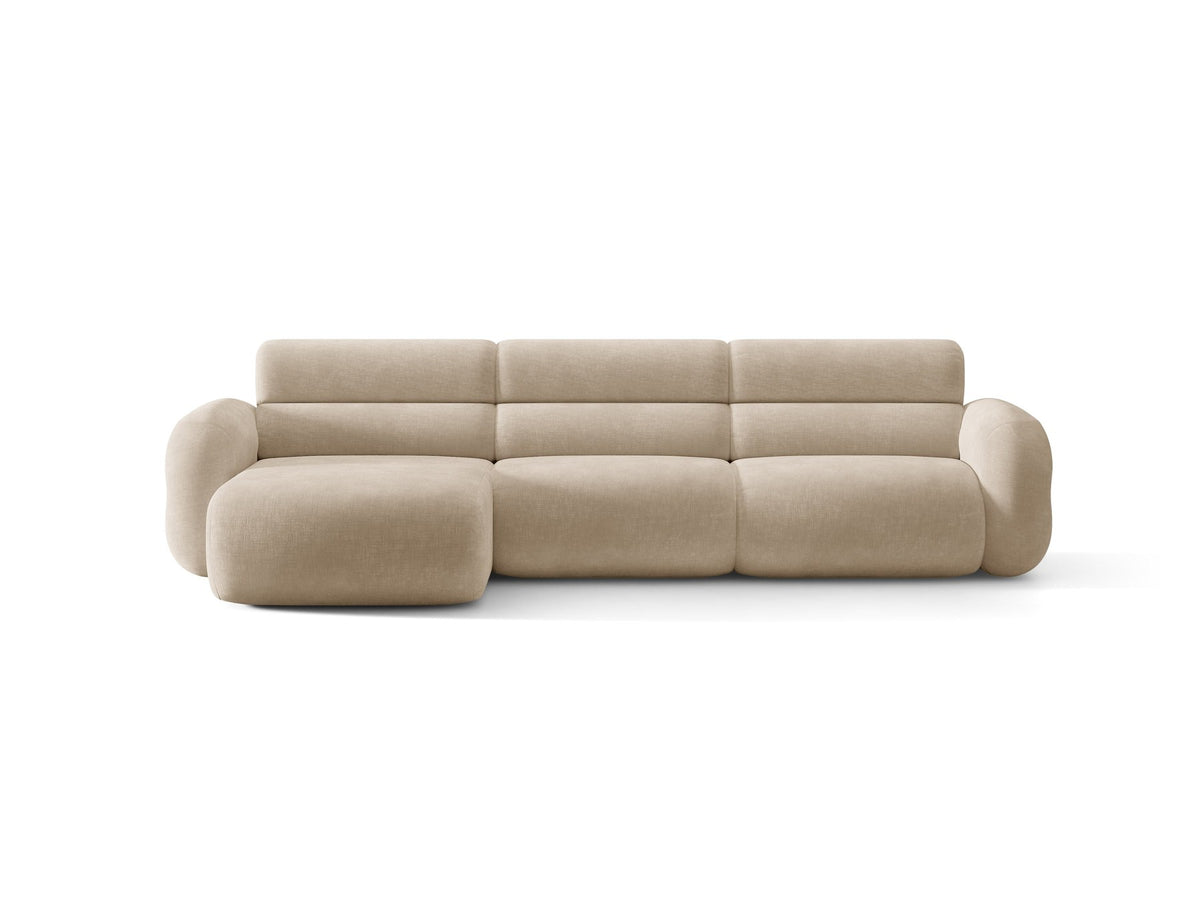 Linkes L-Ecksofa Neo von Micadoni in Dunkles Olivgrün, mit hoher Rückenlehne, schwarzen Kunststoffbeinen und tiefer gepolsterter Sitzfläche.