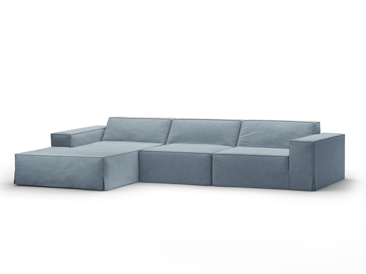 Modulares Ecksofa links Jodie von Micadoni mit Meridienne auf schwarzen Kunststoffbeinen