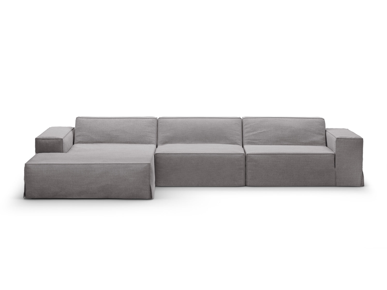 Modernes, flexibles L-Sofa "Jodie" in dezentem Grau, ideal für entspannte Abende und gesellige Zusammenkünfte mit Freunden.