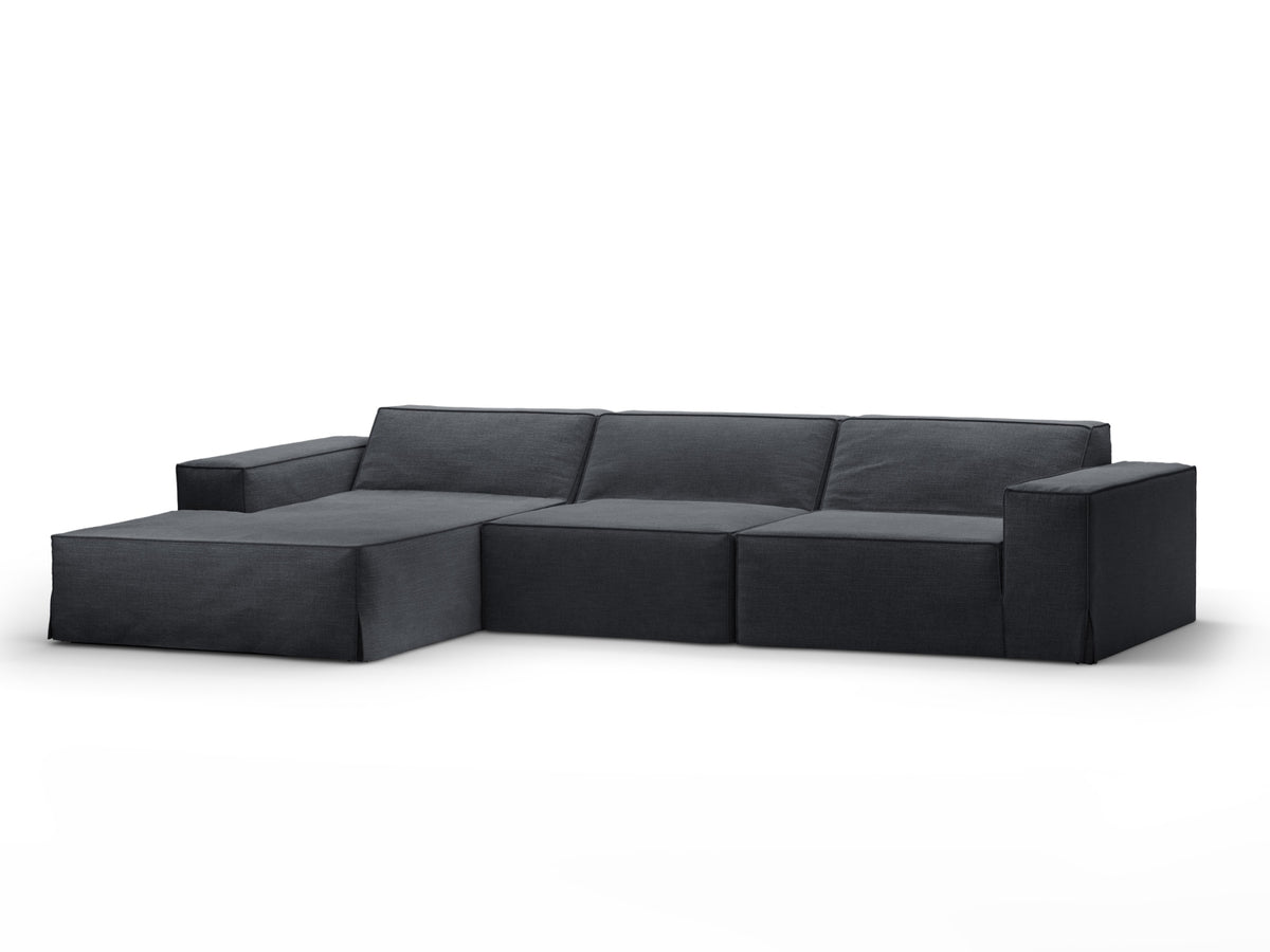 Jodie Modulares Ecksofa links 4 Sitzer mit abnehmbaren Bezug in Grey und Blue-LINS präsentiert im Onlineshop von KAQTU Design AG. L-Sofa links ist von Micadoni