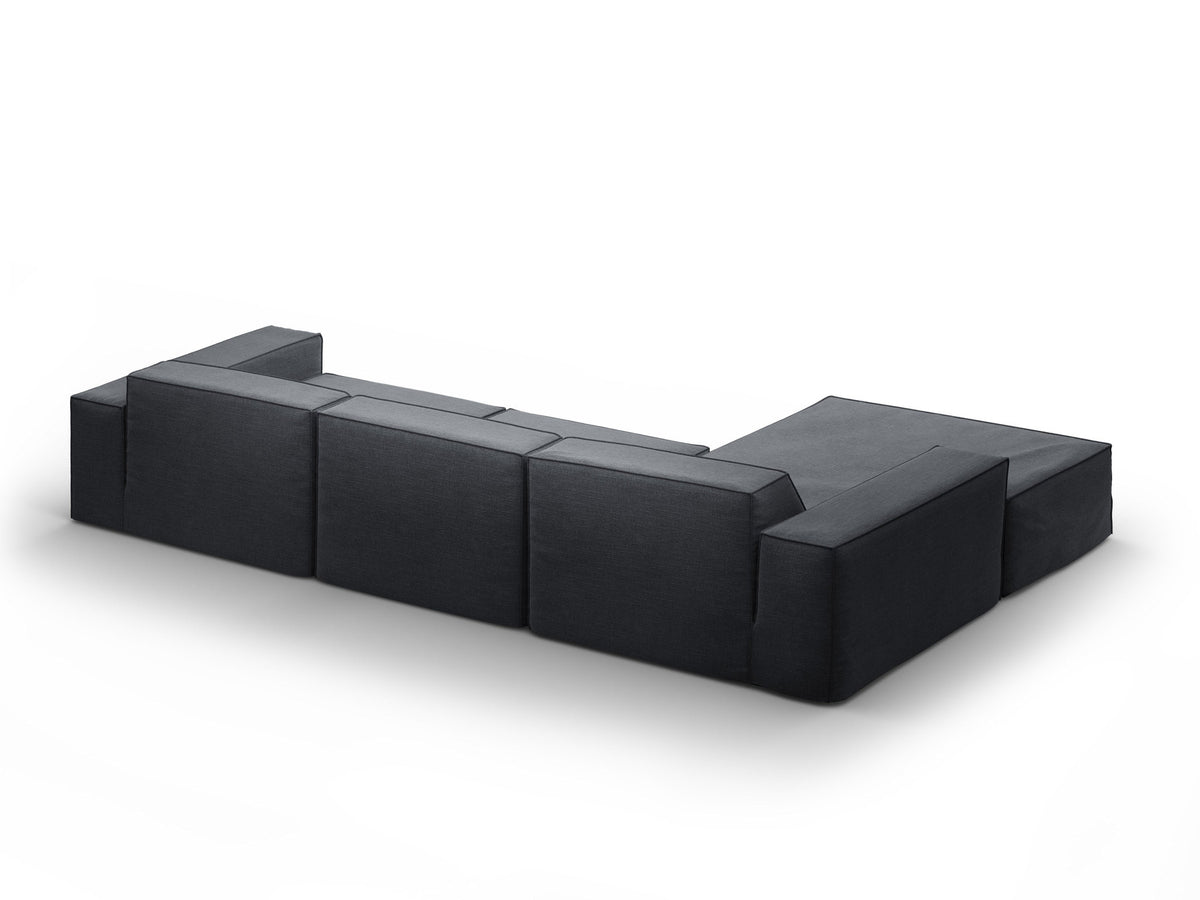 Modulares Ecksofa links Jodie von Micadoni mit Meridienne auf schwarzen Kunststoffbeinen