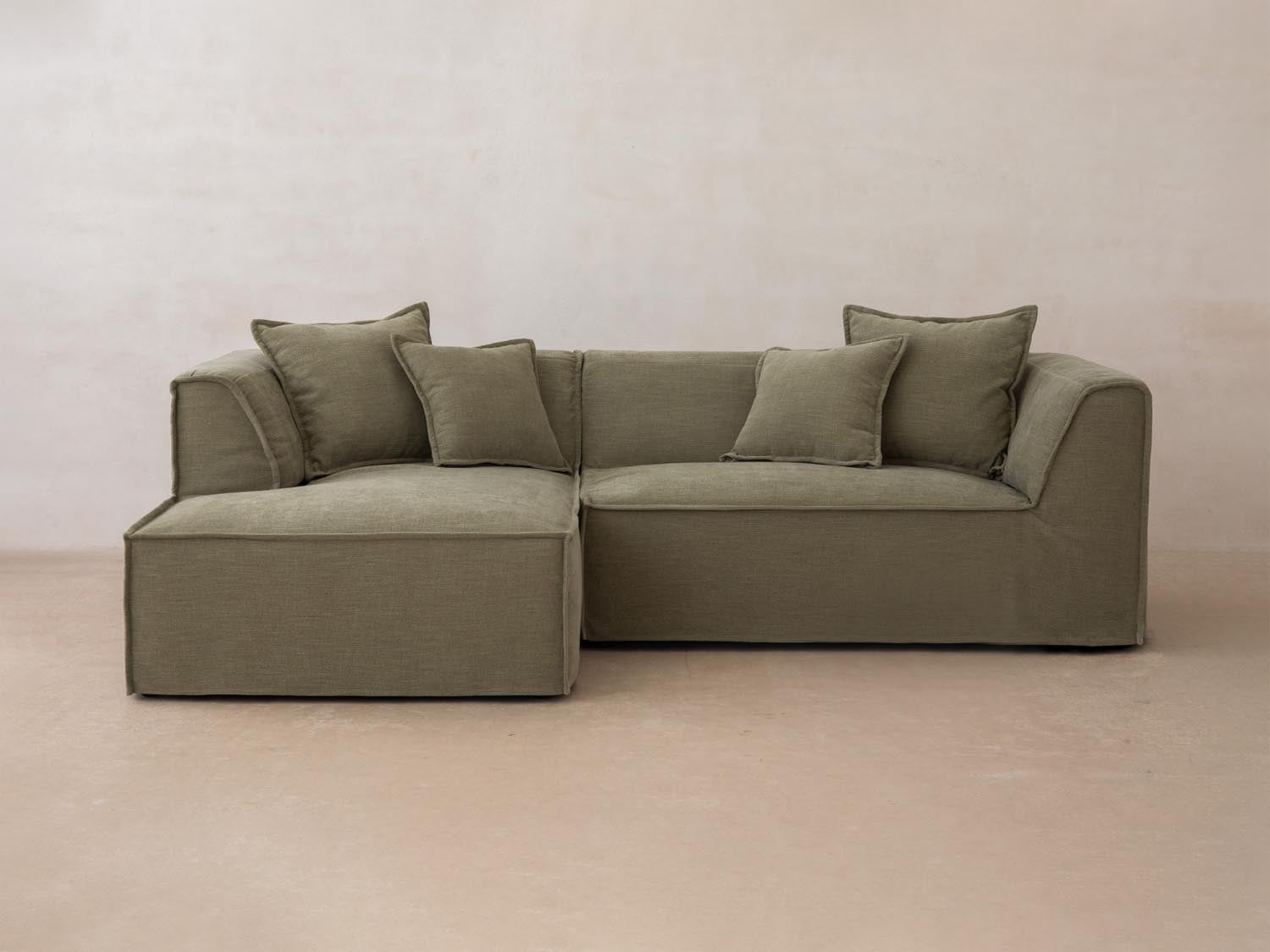 Milton Ecksofa links 4 Sitzer in Light Green präsentiert im Onlineshop von KAQTU Design AG. Ecksofa links ist von Micadoni