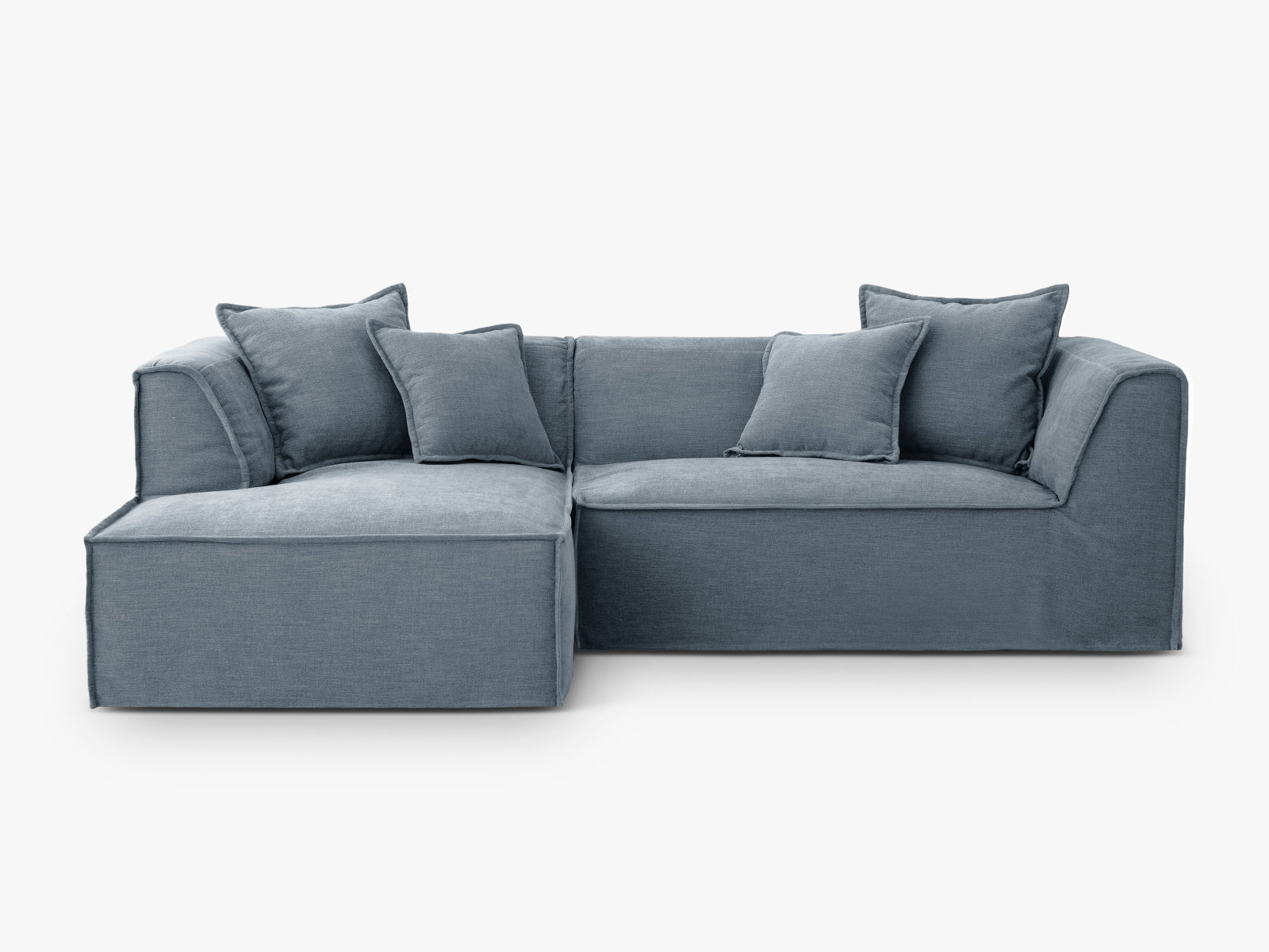 Milton Ecksofa links 4 Sitzer in Muted Blue präsentiert im Onlineshop von KAQTU Design AG. Ecksofa links ist von Micadoni