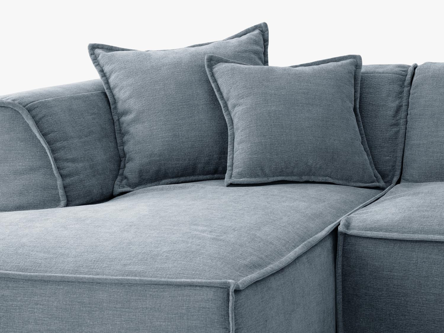 Milton Ecksofa links 4 Sitzer in Muted Blue präsentiert im Onlineshop von KAQTU Design AG. Ecksofa links ist von Micadoni