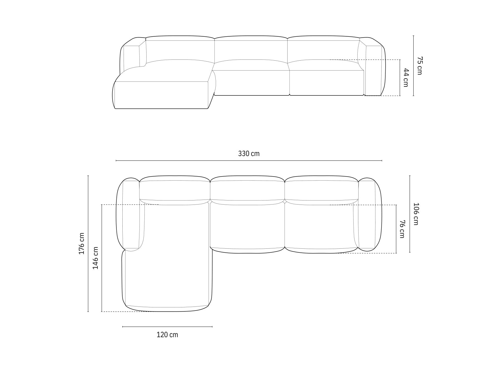 Geräumiges 3-Sitzer XL Ecksofa links Martina in warmem Cappuccino, perfekt für stilvolle Wohnzimmer und entspannte Stunden.