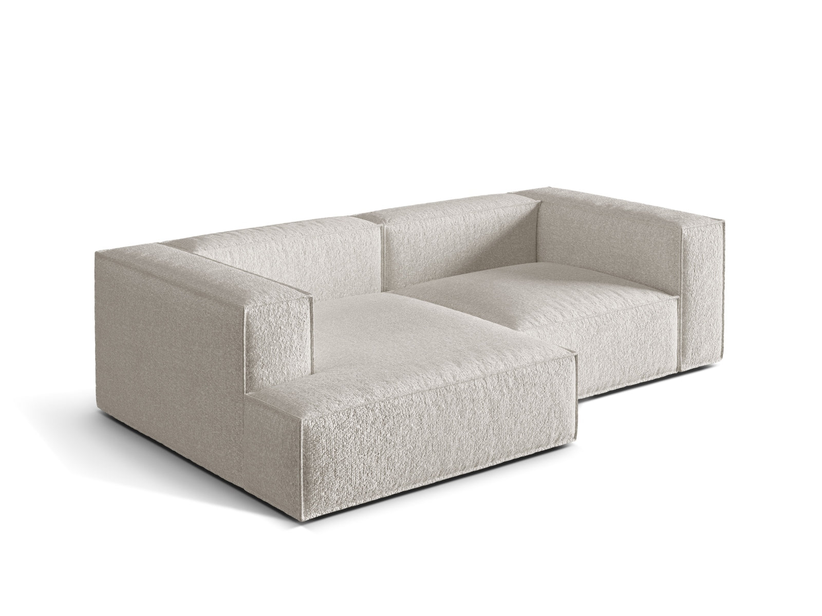Stylisches Nuria Boucle Modular Ecksofa links in sanftem Grey Beige Melange, perfekt für einladende und moderne Wohnambiente von Micadoni.