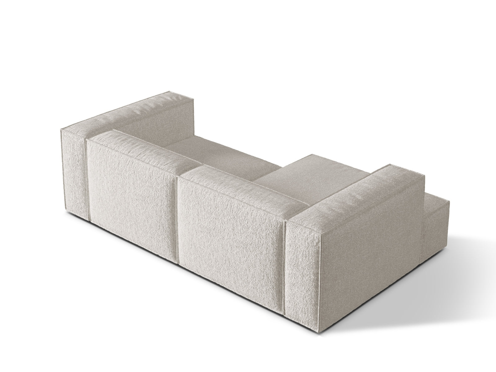 Elegantes Nuria Boucle Modular Ecksofa links in sanftem Grau-Beige, ideal für stilvolle und gemütliche Wohnräume von Micadoni.