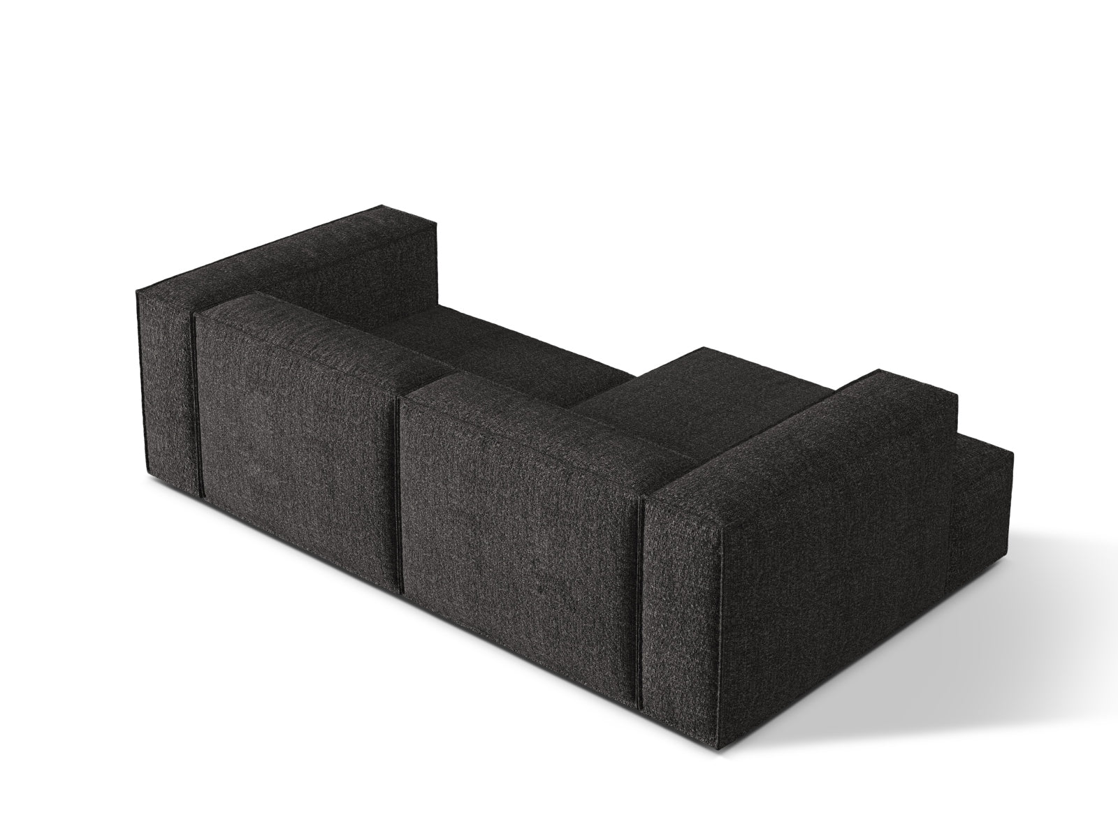 Elegantes Nuria Boucle Ecksofa in Anthrazit, 3-Sitzer auf der linken Seite, ideal für moderne Wohnräume und stilvolle Einrichtung.