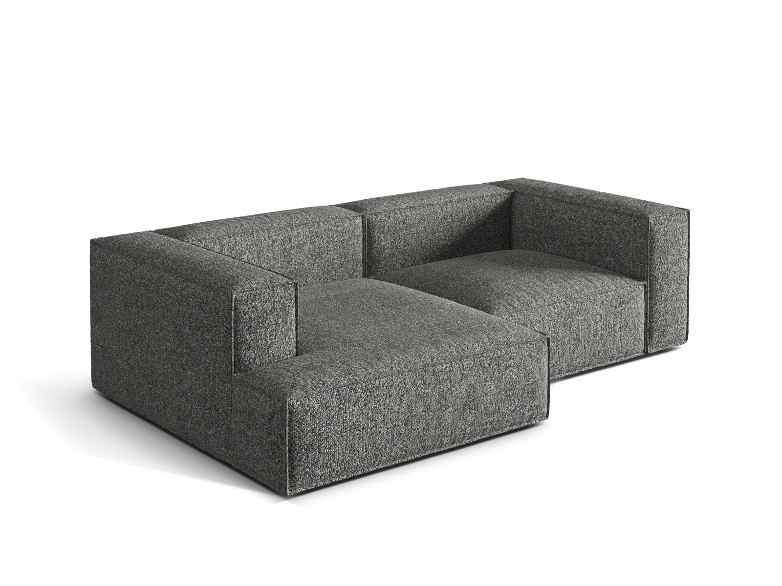Modulares Nuria Boucle Ecksofa links, 3-Sitzer in edlem Graphit, perfekt für zeitgemäße Einrichtungskonzepte und gemütliche Wohnzimmer.
