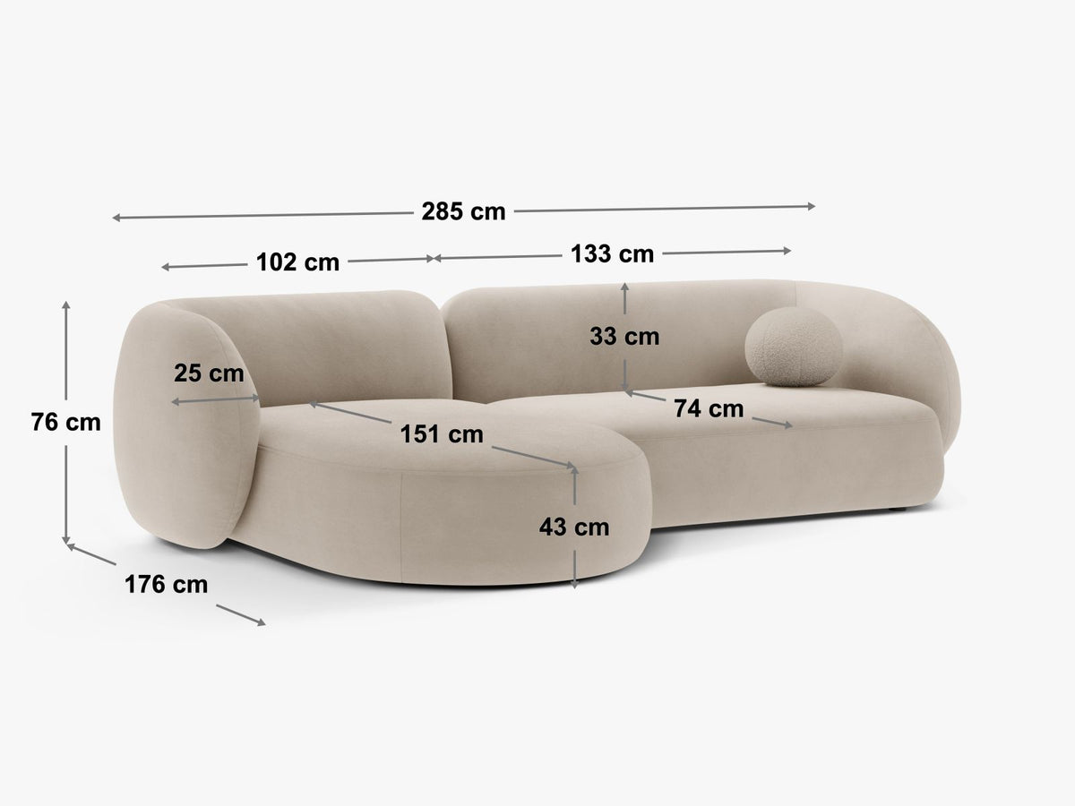 3-Sitzer Modular Ecksofa links Kate in Black-Salvador präsentiert im Onlineshop von KAQTU Design AG. Ecksofa links ist von Micadoni