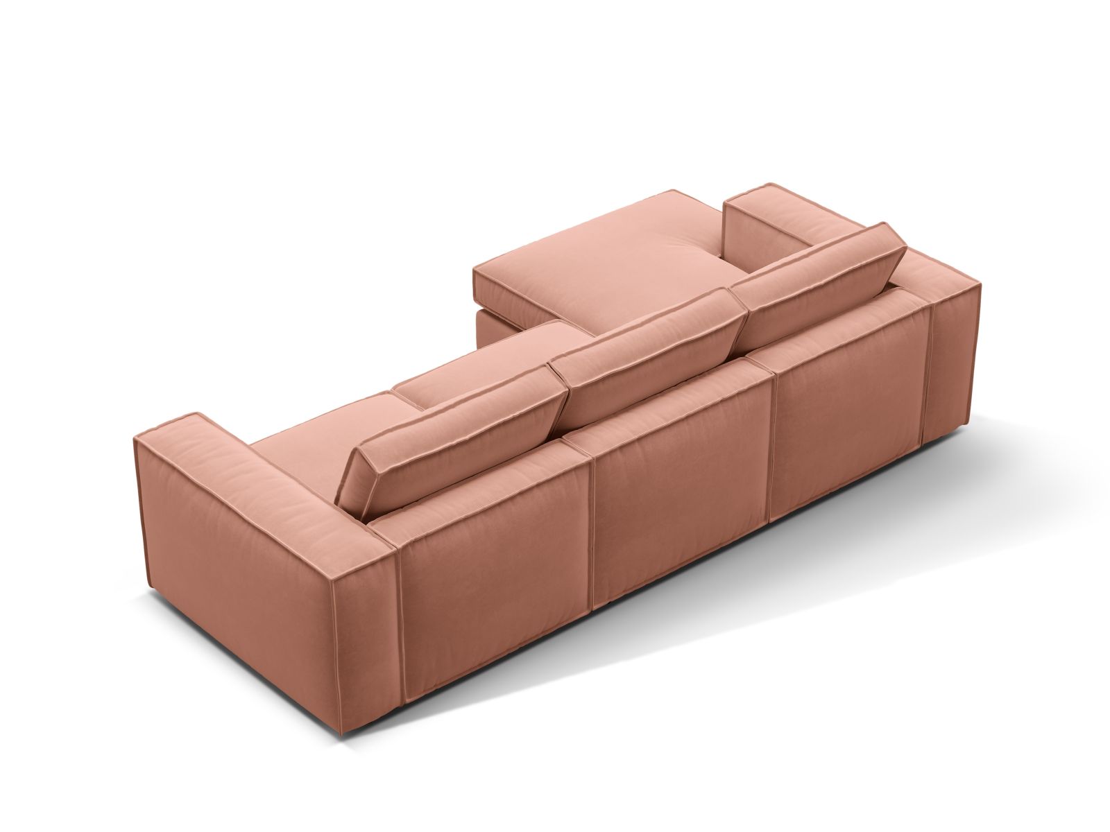 Elegantes 3-Sitzer Ecksofa links Pola in lebhaftem Pink, perfekt für trendbewusste Wohnkonzepte und gemütliche Entspannung.