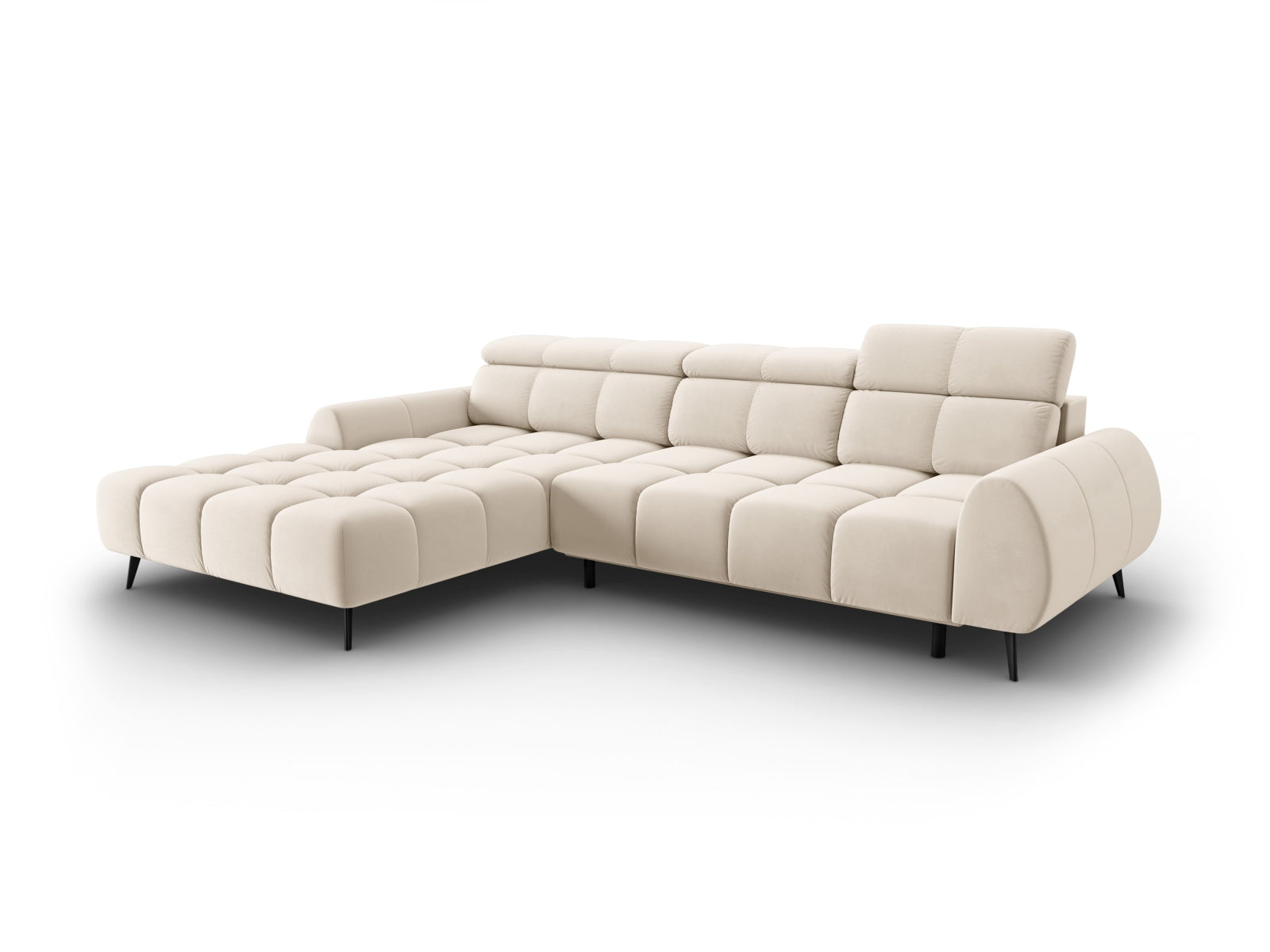 Alyse Velour Electric Ecksofa links 5 Sitzer in Light Beige präsentiert im Onlineshop von KAQTU Design AG. Ecksofa links ist von Micadoni