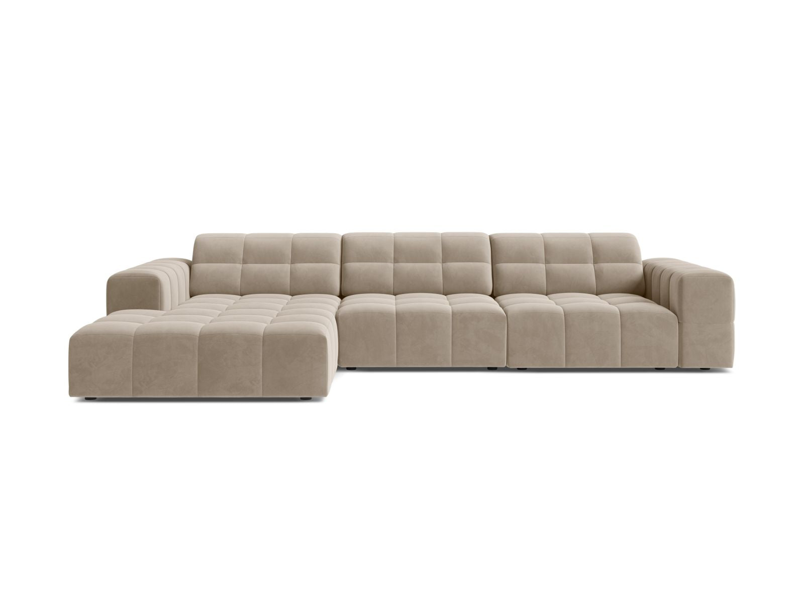 4-Sitzer Ecksofa links Jennifer in Dark Beige-Bluvel präsentiert im Onlineshop von KAQTU Design AG. Ecksofa links ist von Micadoni