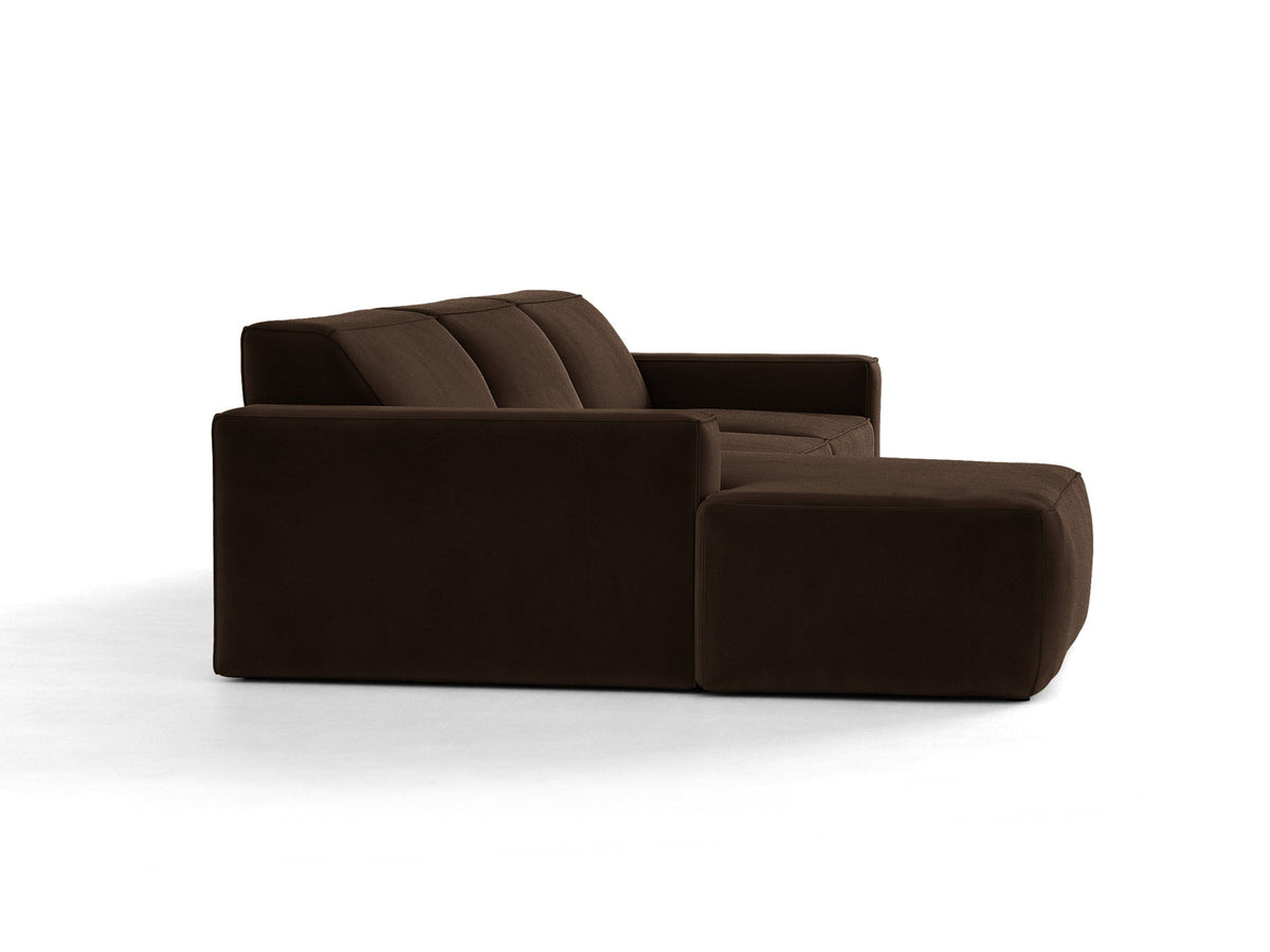 Modulares Ecksofa links Jodie von Micadoni mit Meridienne auf schwarzen Kunststoffbeinen
