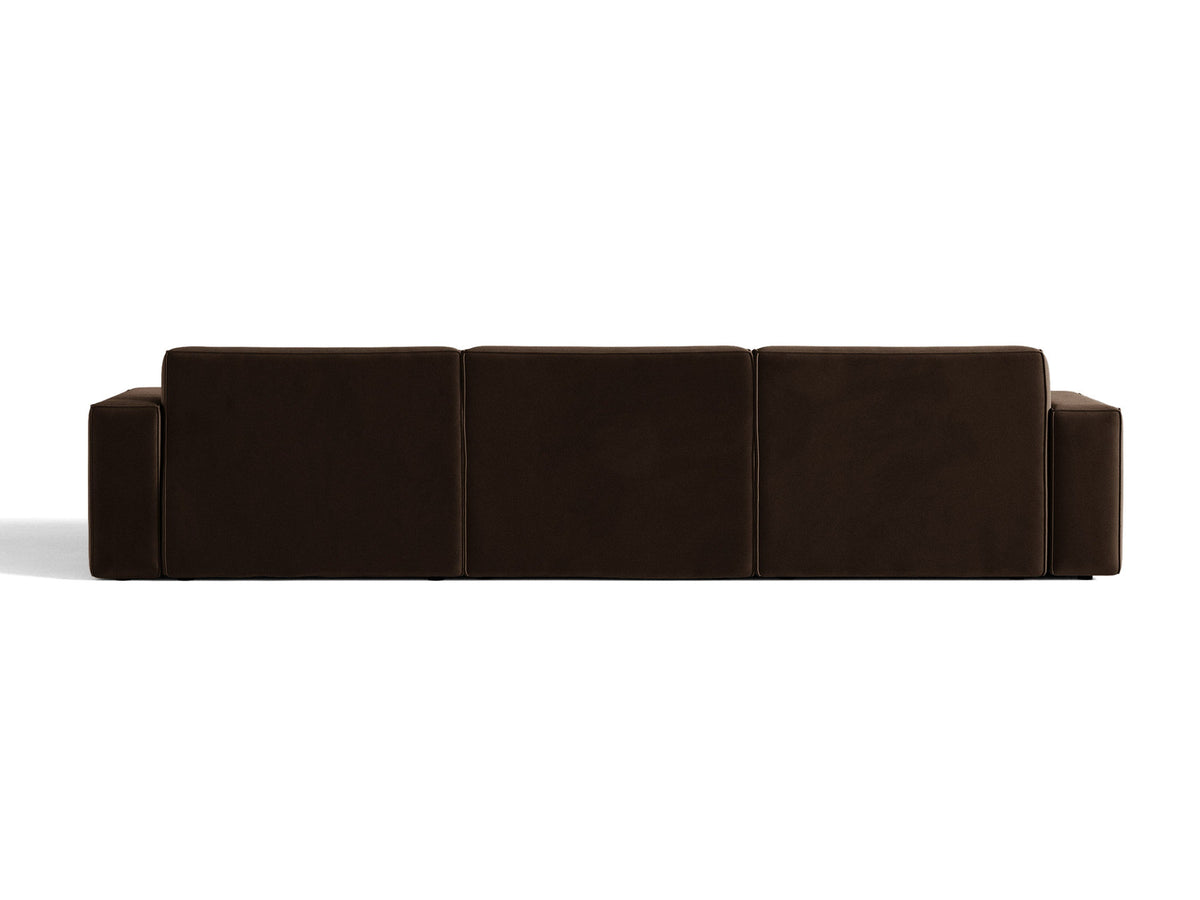 Modulares Ecksofa links Jodie von Micadoni mit Meridienne auf schwarzen Kunststoffbeinen