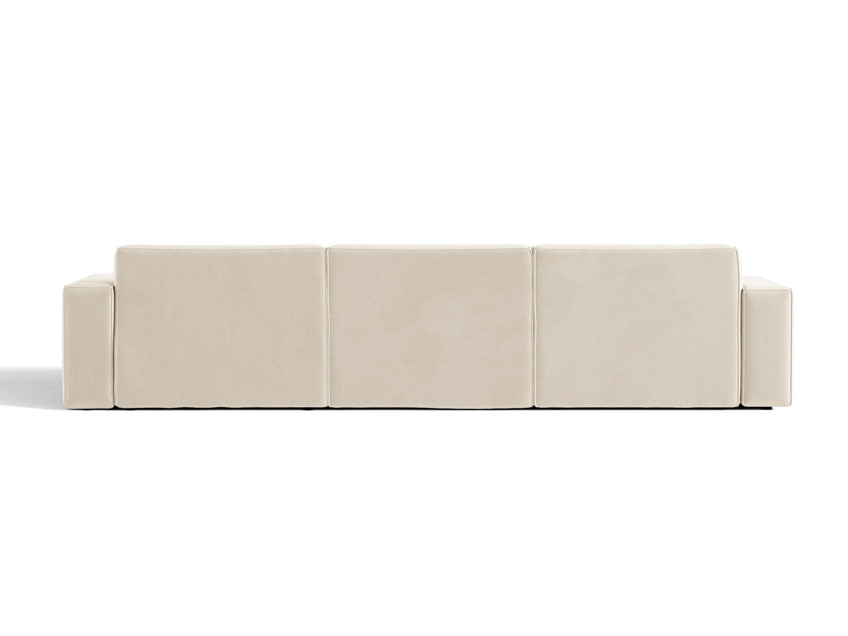 Modulares Ecksofa links Jodie von Micadoni mit Meridienne auf schwarzen Kunststoffbeinen