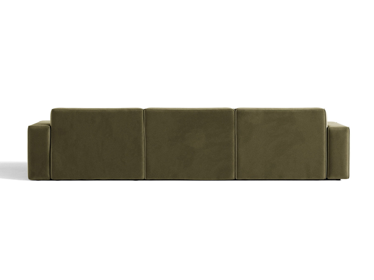 Modulares Ecksofa links Jodie von Micadoni mit Meridienne auf schwarzen Kunststoffbeinen