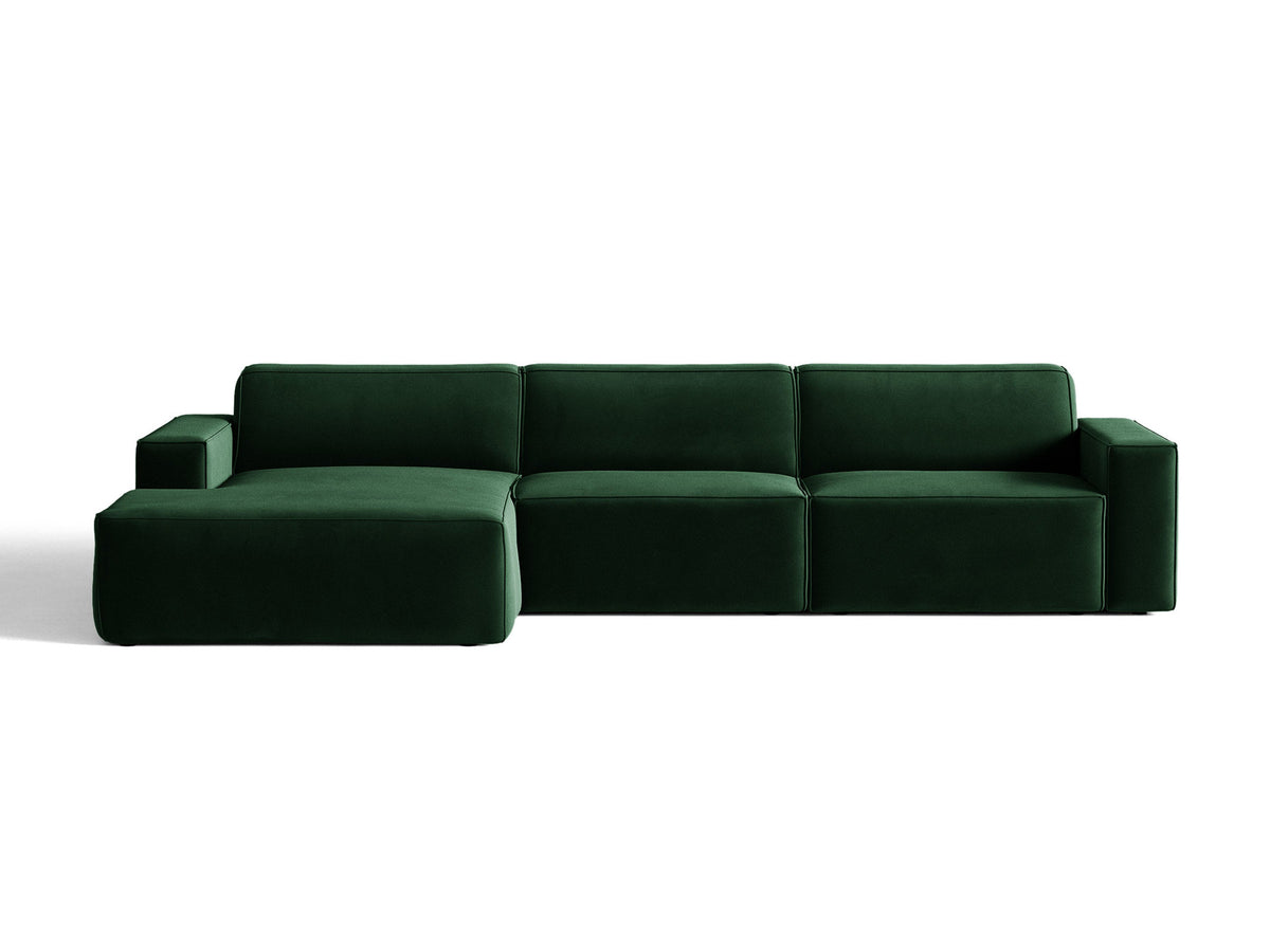 Modulares Ecksofa links Jodie von Micadoni mit Meridienne auf schwarzen Kunststoffbeinen