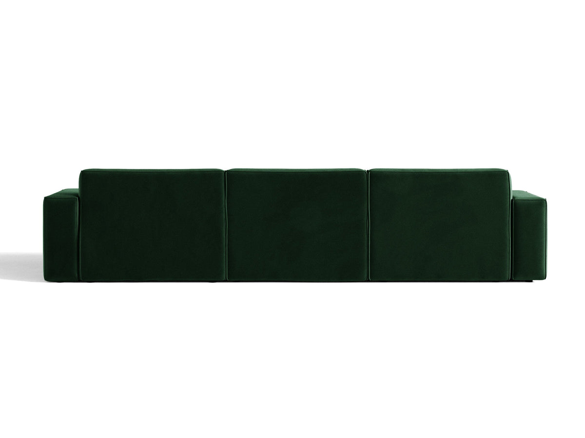 Modulares Ecksofa links Jodie von Micadoni mit Meridienne auf schwarzen Kunststoffbeinen