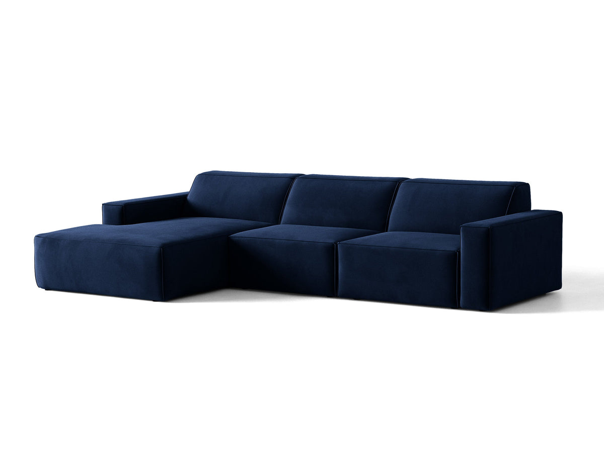 Modulares Ecksofa links Jodie von Micadoni mit Meridienne auf schwarzen Kunststoffbeinen