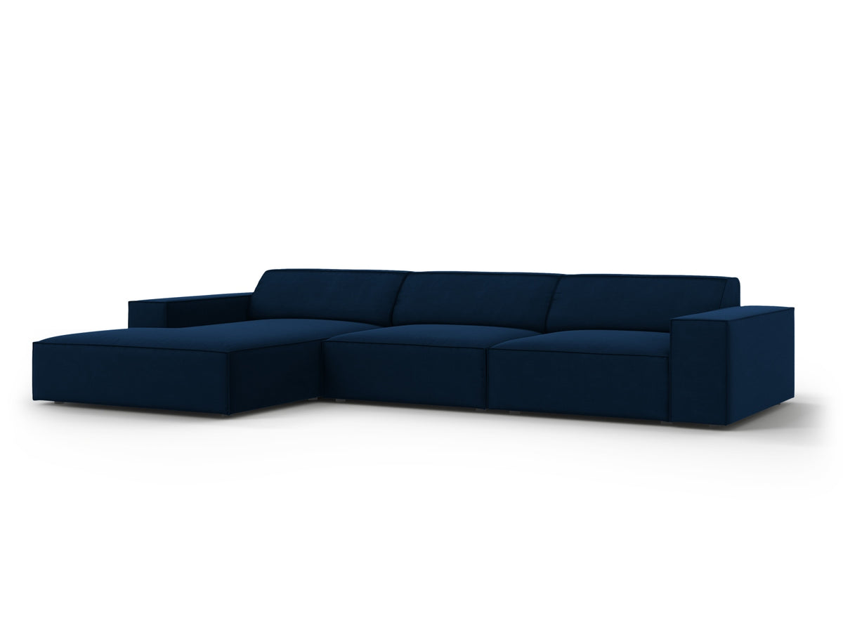 Jodie Velour modulares Ecksofa links 4 Sitzer in Royal Blue-Bluvel präsentiert im Onlineshop von KAQTU Design AG. L-Sofa links ist von Micadoni