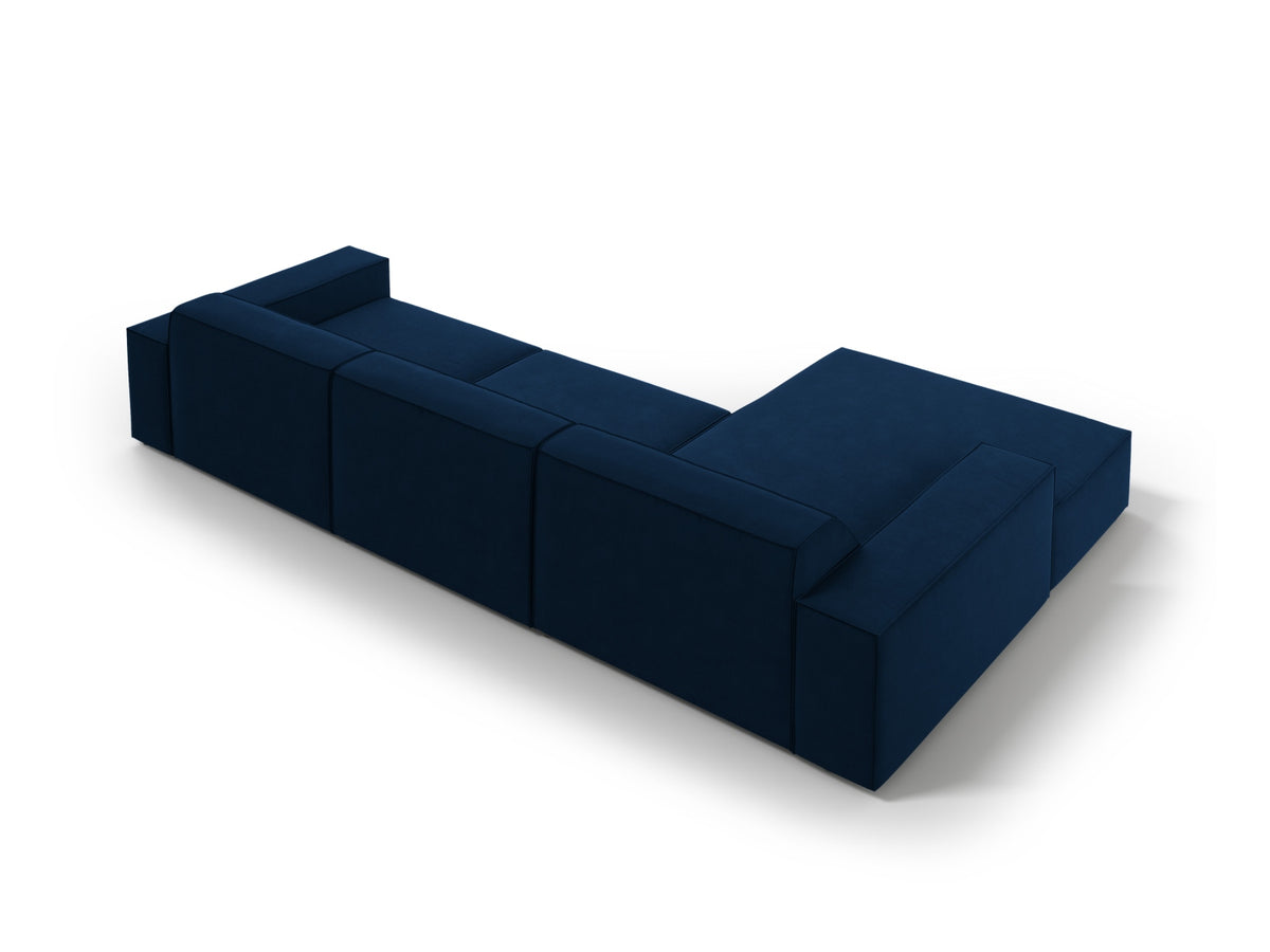 Jodie Velour modulares Ecksofa links 4 Sitzer in Royal Blue-Bluvel präsentiert im Onlineshop von KAQTU Design AG. L-Sofa links ist von Micadoni