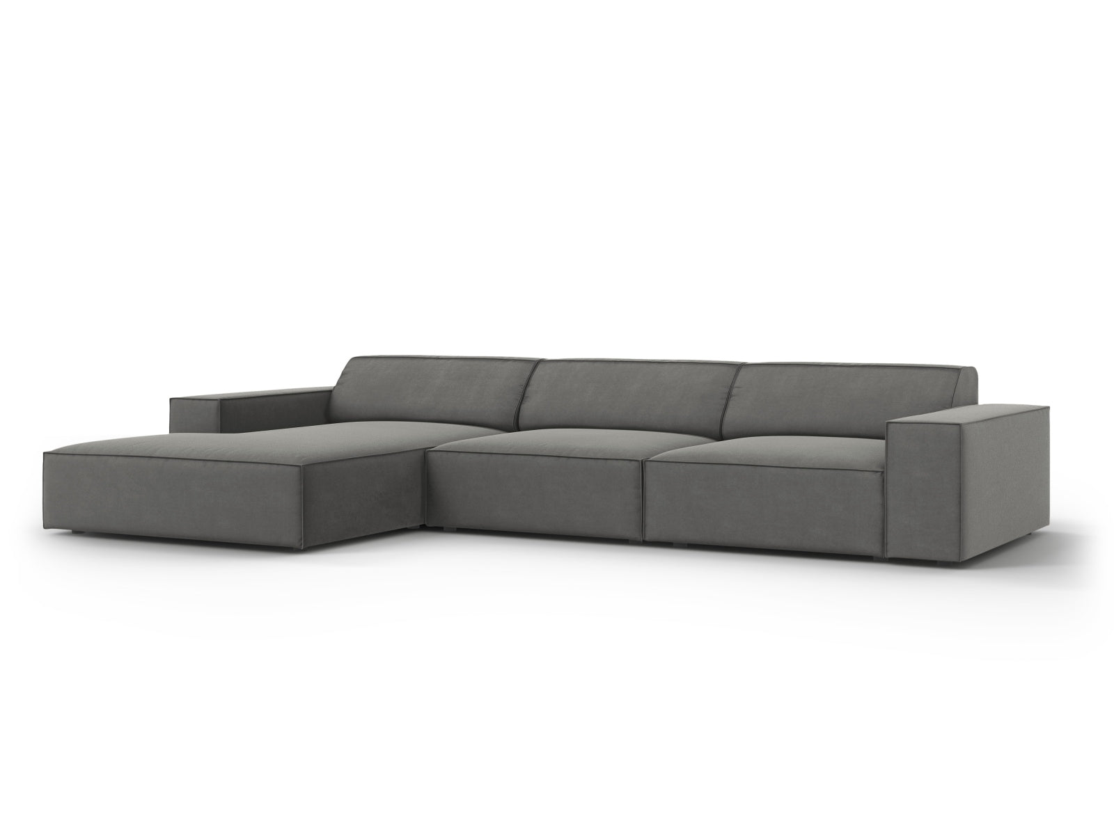 Jodie Velour modulares Ecksofa links 4 Sitzer in Light Grey präsentiert im Onlineshop von KAQTU Design AG. Ecksofa links ist von Micadoni