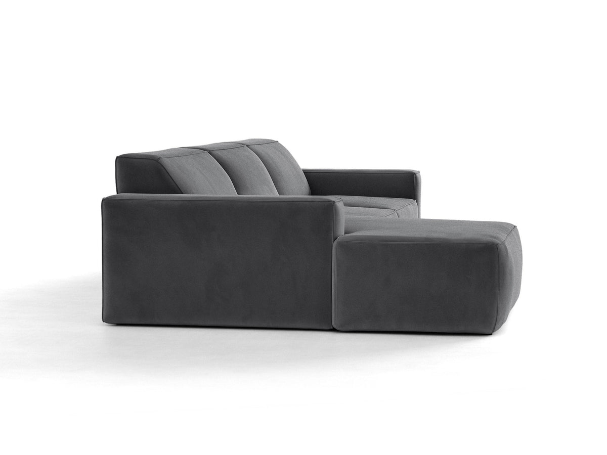 Modulares Ecksofa links Jodie von Micadoni mit Meridienne auf schwarzen Kunststoffbeinen