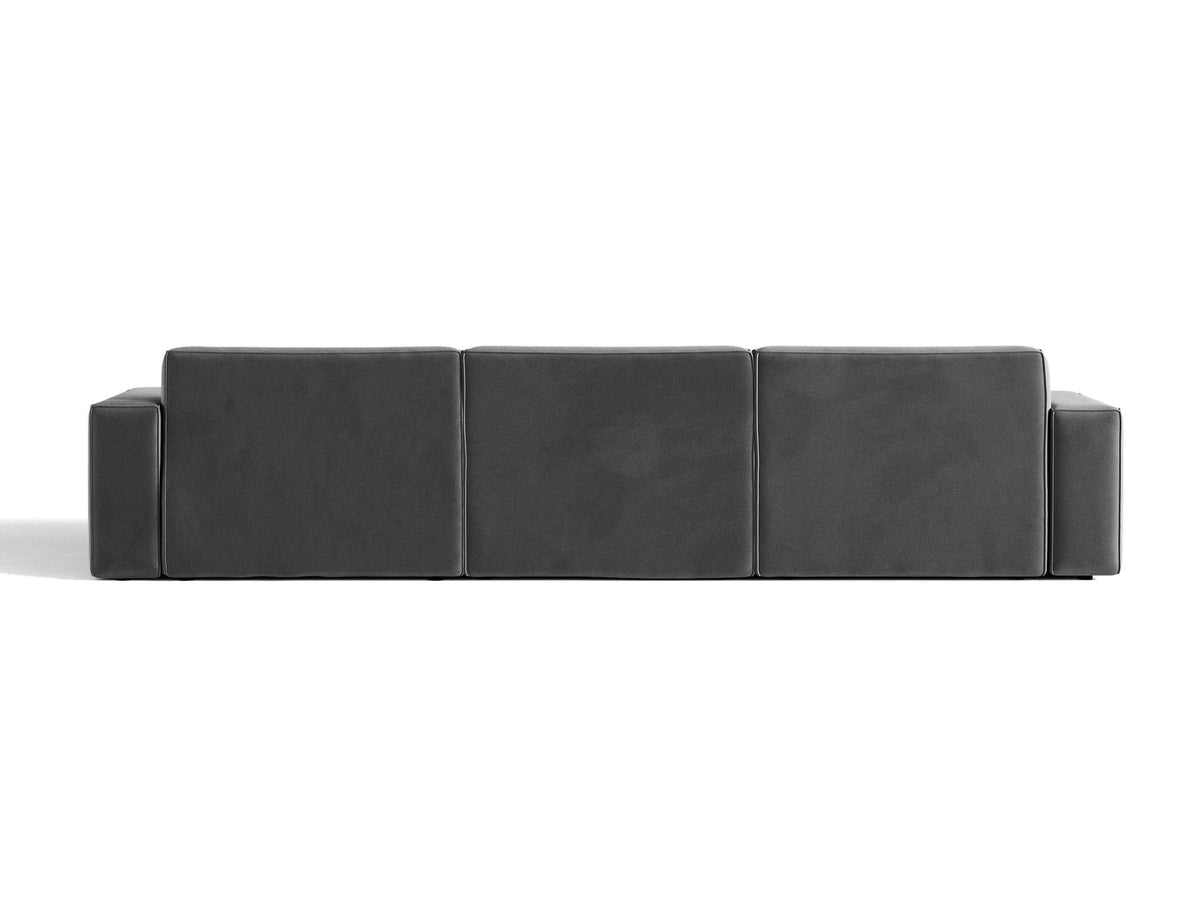 Modulares Ecksofa links Jodie von Micadoni mit Meridienne auf schwarzen Kunststoffbeinen