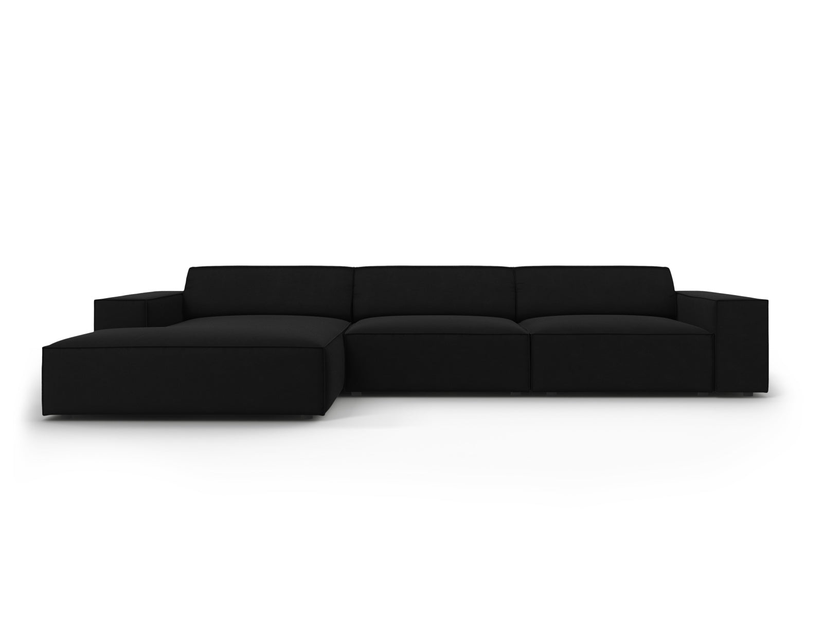 Jodie Velour modulares Ecksofa links 4 Sitzer in Black präsentiert im Onlineshop von KAQTU Design AG. Ecksofa links ist von Micadoni
