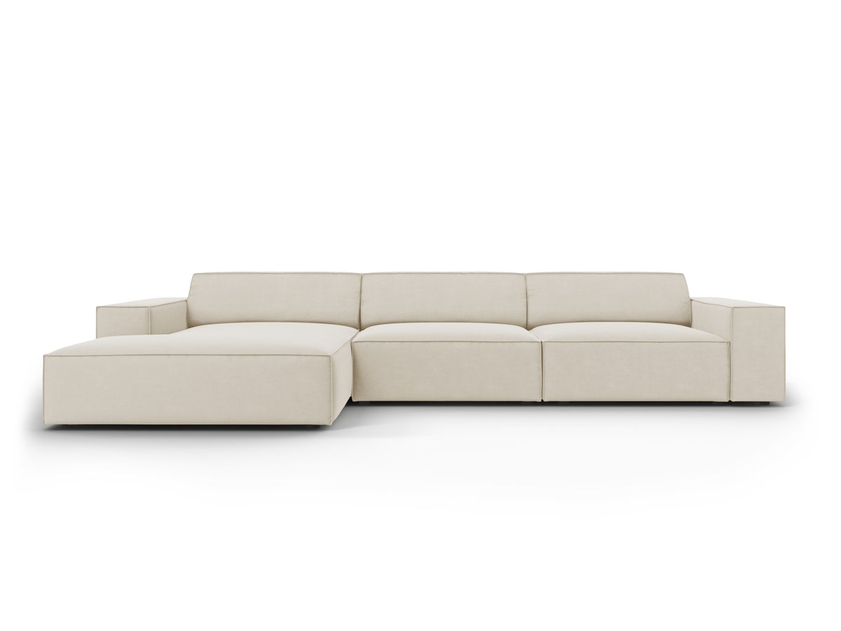 Jodie Velour modulares Ecksofa links 4 Sitzer in Dark Beige-Bluvel präsentiert im Onlineshop von KAQTU Design AG. L-Sofa links ist von Micadoni