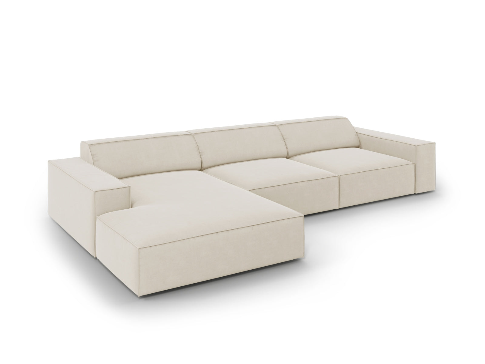 Jodie Velour modulares Ecksofa links 4 Sitzer in Dark Beige präsentiert im Onlineshop von KAQTU Design AG. Ecksofa links ist von Micadoni