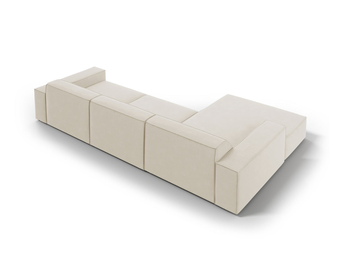 Jodie Velour modulares Ecksofa links 4 Sitzer in Dark Beige-Bluvel präsentiert im Onlineshop von KAQTU Design AG. L-Sofa links ist von Micadoni