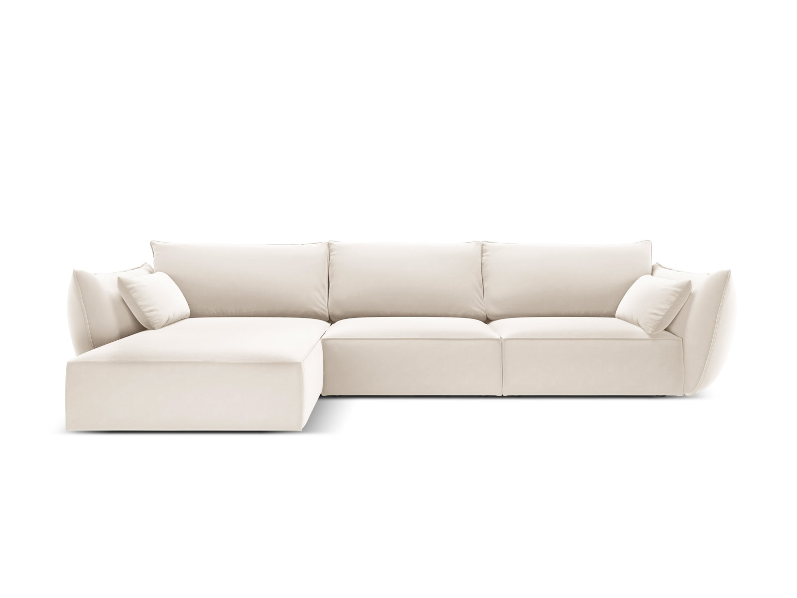 Kaelle Velour Ecksofa links 4 Sitzer in Light Beige-Bluvel präsentiert im Onlineshop von KAQTU Design AG. L-Sofa links ist von Micadoni