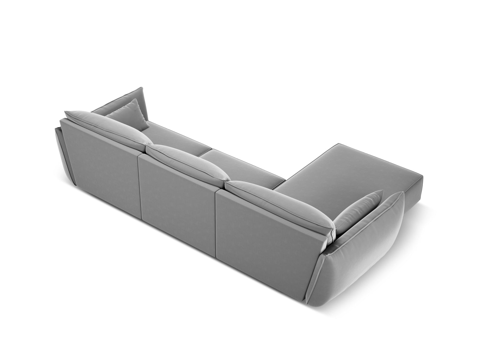 Modernes Kaelle Velour Ecksofa in Grau-Blau, linksseitig, bietet Platz für 4 Personen und verleiht jedem Raum eine elegante Note.
