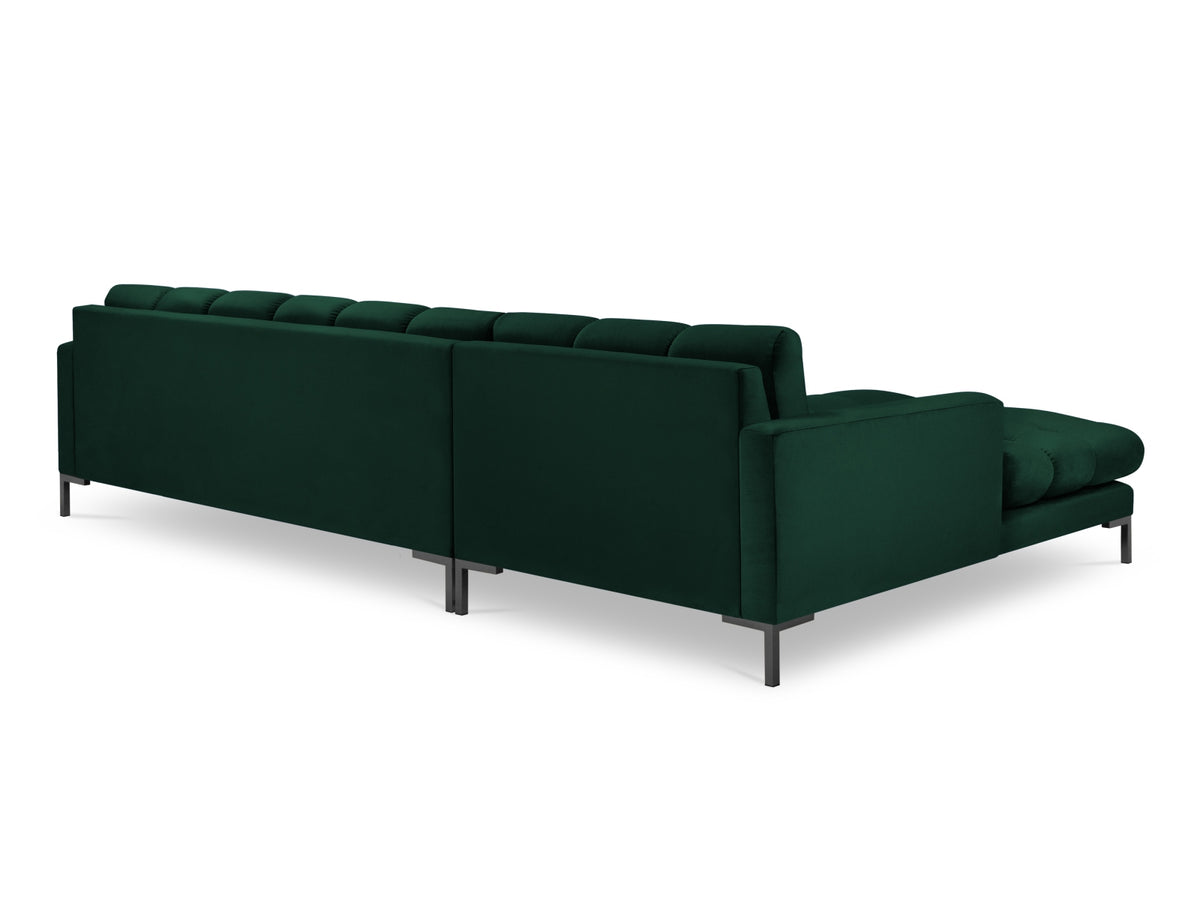 Mamaia Velour Ecksofa links 5 Sitzer in Bottle Green/Schwarz-Bluvel präsentiert im Onlineshop von KAQTU Design AG. L-Sofa links ist von Micadoni