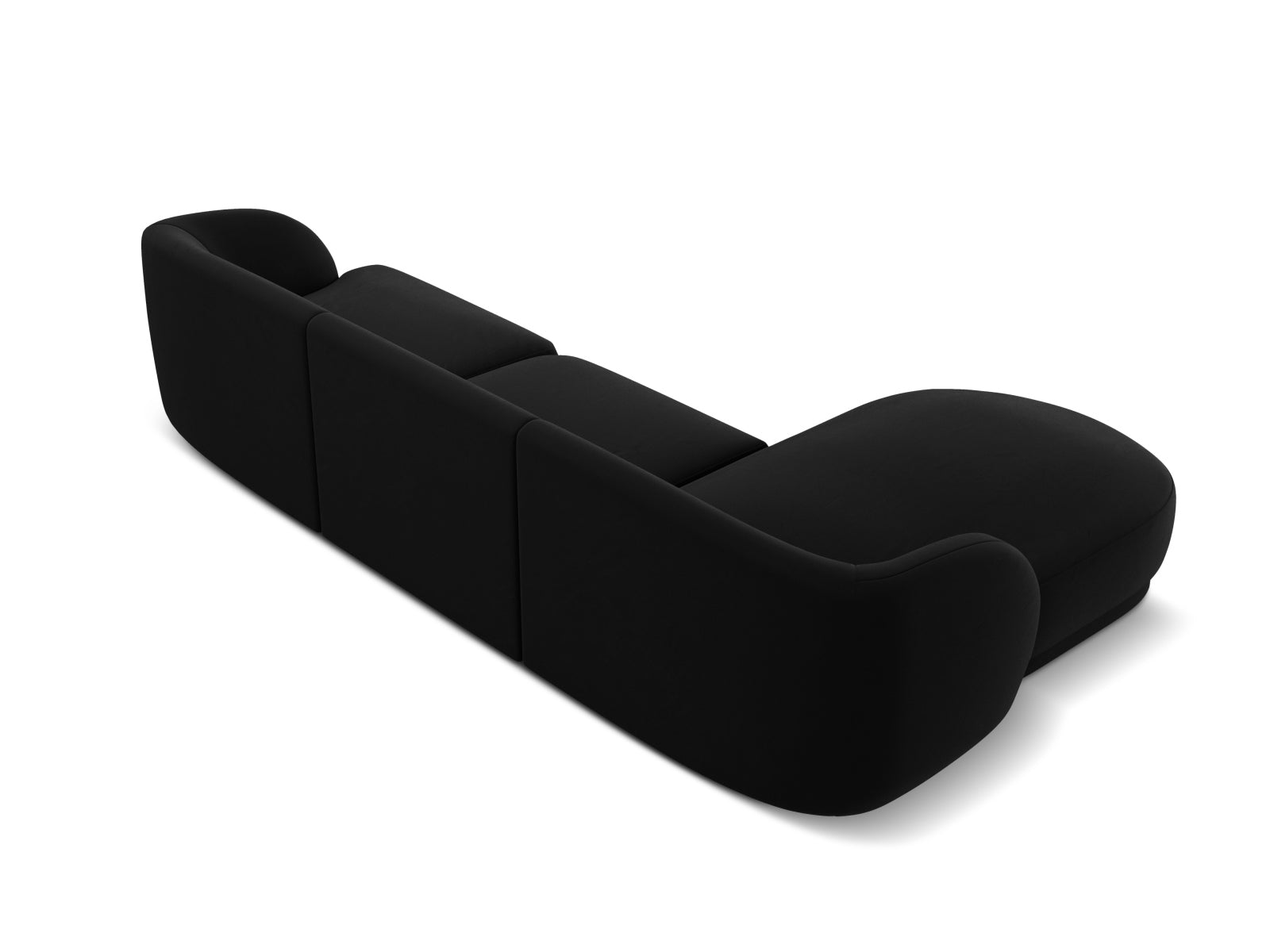 Elegantes Miley Velour Ecksofa links, 4-Sitzer, bietet eine harmonische Kombination aus modernem Design und behaglichem Sitzkomfort von Micadoni.